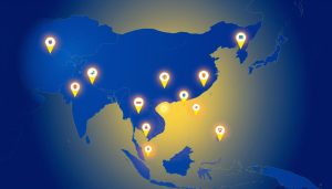 Map highlighting the top markets for expanding into Asia in 2026, showing economic hotspots across the region
